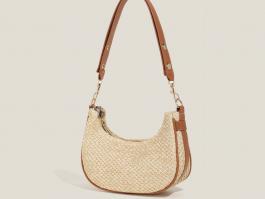 PU Leather Fashion Half Round Handmade Woven Armpit Bag Handbag